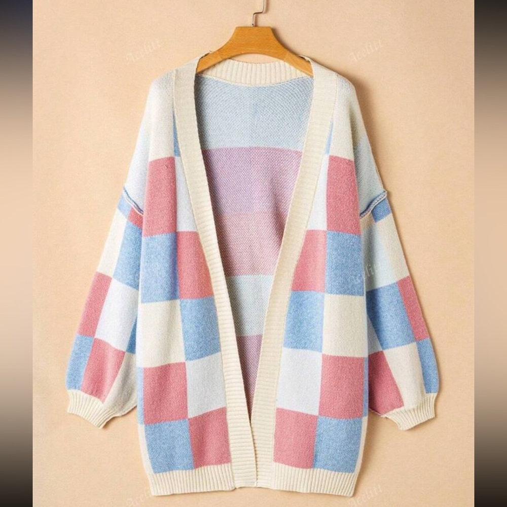 Luxe Comfy Color Block Open Front Cardigan Sweater - Picture 4 of 7